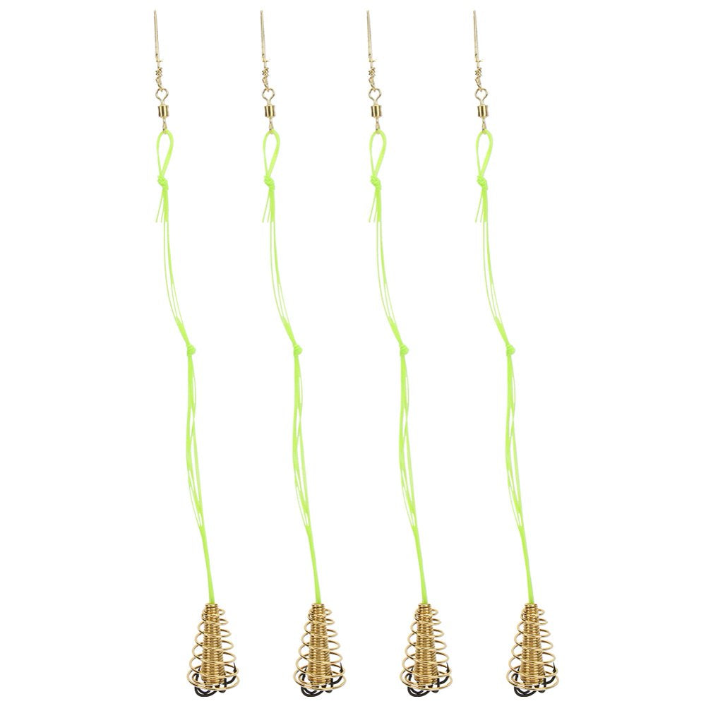 Fish Hook Feeder Fish Hook Barb Feeder Fish Hook 4PCS Fish Baits Traps Barbed Fishing Feeder Basket Holder Lure Hook Cage with Spring for Saltwater8#