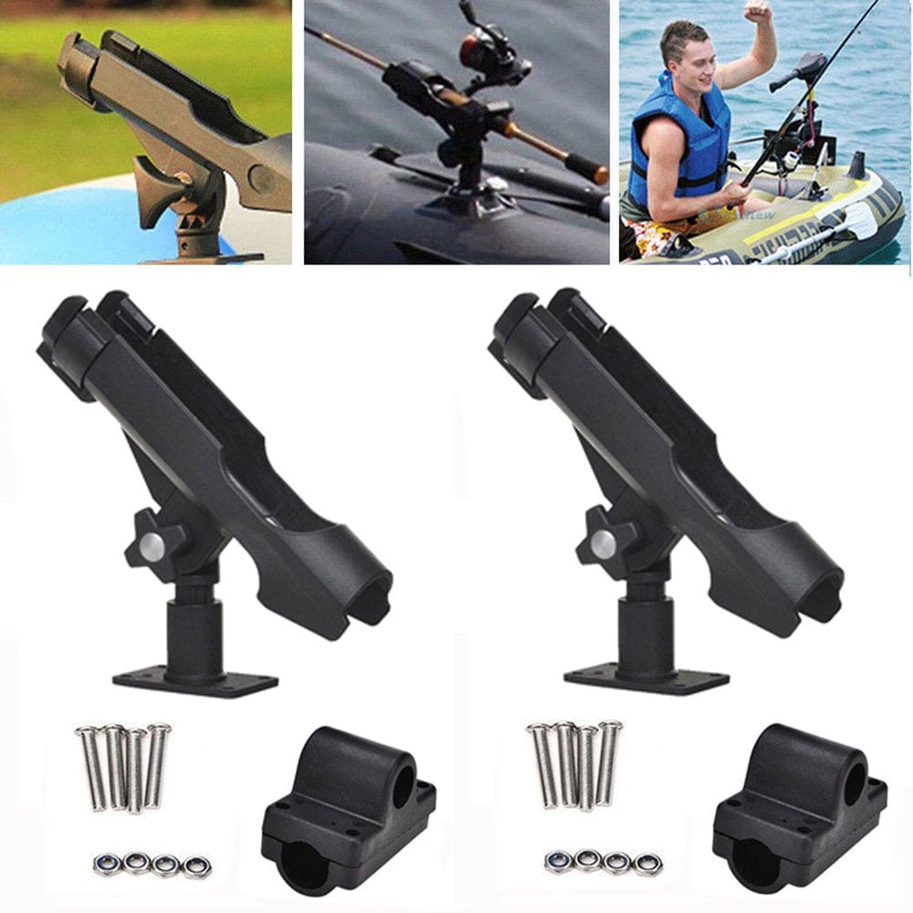 2PC Fishing Pole Rod Holder Tackle Kit Adjustable Side Rail Mount for Kayak Boat