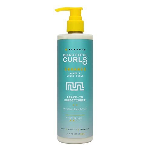 Alaffia Beautiful Curls Curl Enhancing Leave in Conditioner, Wavy to Curly Hair Products, Natural Moisturizer, No Sulfates with Shea Butter, Coconut Oil, Chamomile, 12 Fl Oz