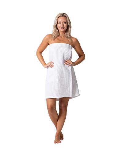 Robe Direct Quick Dry, Lightweight Waffle Spa/Bath Wrap with Adjustable Closure & Elastic Top (White, Small-Medium)