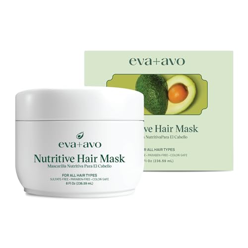 Eva + Avo Deep Conditioning Hair Mask - Hydrating Hair Mask with Avocado –Nourishing Hair Mask for Dry Damaged Hair – Paraben and Sulfate-Free – 8 Fl Oz
