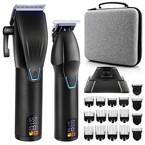 Zesuti Professional Hair Clippers & Trimmer Set for Man with Charging Base,Cordless 4 Adjustable Speeds Hair Clipper,Barber Supplies Clippers for Hair Cutting Mens T-Blade Trimmer Haircut Kit,Black…