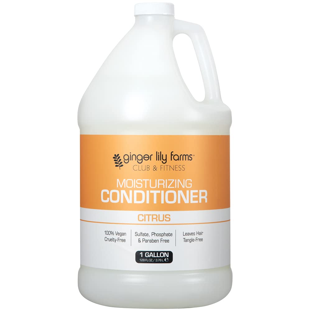 Ginger Lily Farms Club & Fitness Moisturizing Conditioner for Dry Hair, 100% Vegan & Cruelty-Free, Citrus Scent, 1 Gallon (128 fl oz) Refill