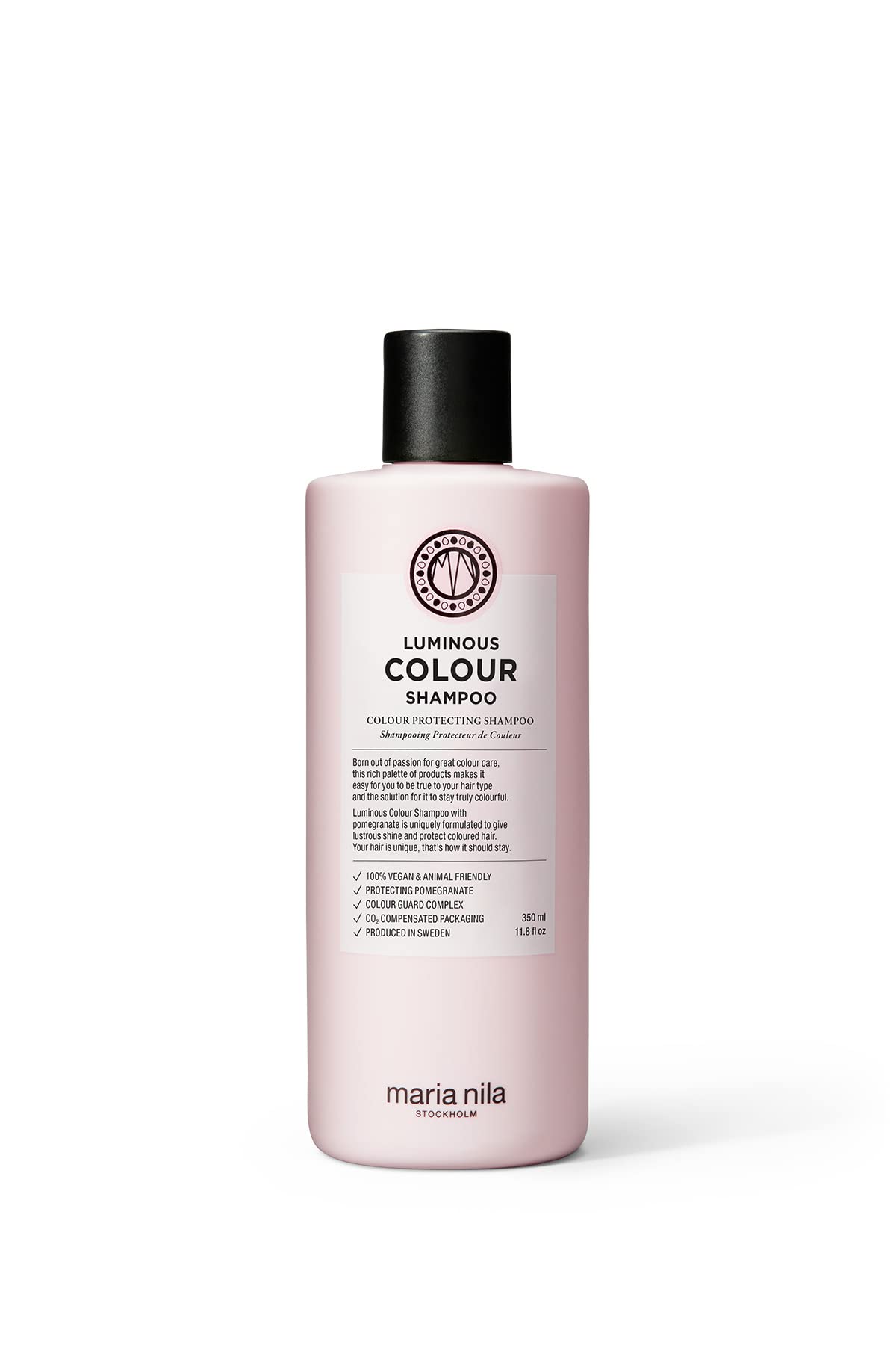 Maria Nila Luminous Color Shampoo, 11.8 Fl Oz / 350 ml, Reduces Color Loss from Washing, Pomegranate Counteracts Dehydration, 100% Vegan & Sulfate/Paraben free