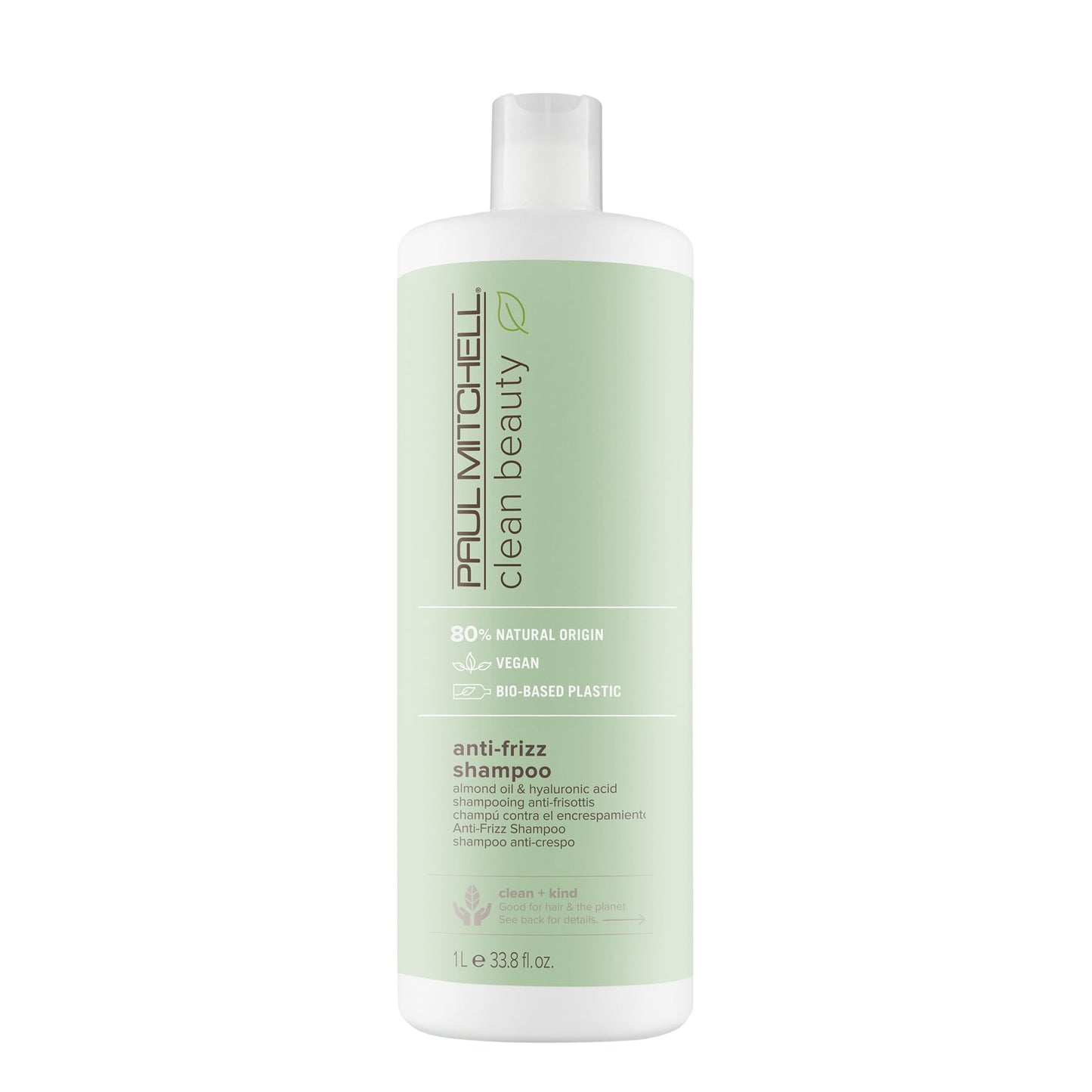 Paul Mitchell Clean Beauty Anti-Frizz Shampoo, Smoothes Hair, Calms Frizz, For Textured, Frizz-Prone Hair, 33.8 fl. oz.