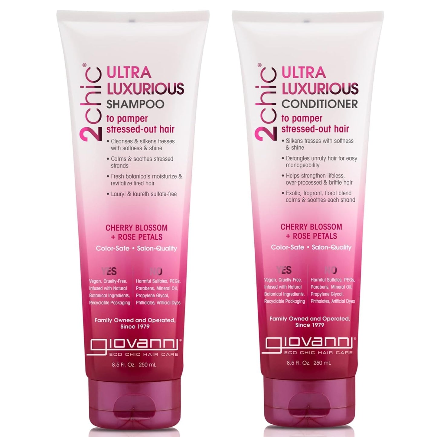 GIOVANNI 2chic Ultra-Luxurious Conditioner - Calms & Smooths Curly & Wavy Hair, Silkens Tresses, Helps Strengthens Overprocessed Hair, Helps Detangle, Color Safe, Cherry Blossom & Rose Petals - 8.5 oz