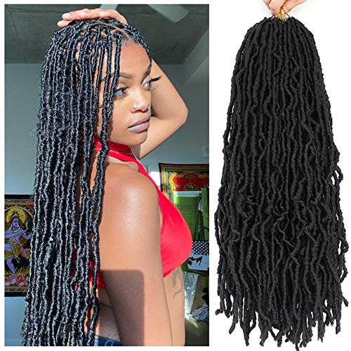 SamBraid 24 Inch 7 Packs New Soft Locs Crochet Hair for Black Women, for Natural Butterfly Locs Style Crochet Hair, Black Curly and Pre -Looped Faux Locs Crochet Hair (24 Inch, 7Packs, 1B)