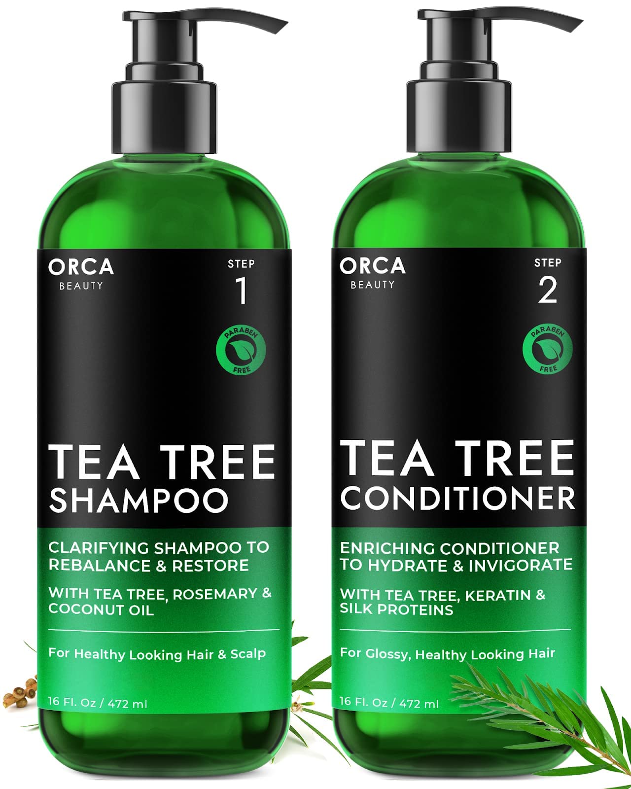 Tea Tree Shampoo and Conditioner Set, 2x16oz Dandruff Shampoo and Conditioner for Oily Hair, Dry Scalp Tea Tree Oil Shampoo for Oily Hair & Tea Tree Conditioner Shampoo and Conditioner for Men & Women