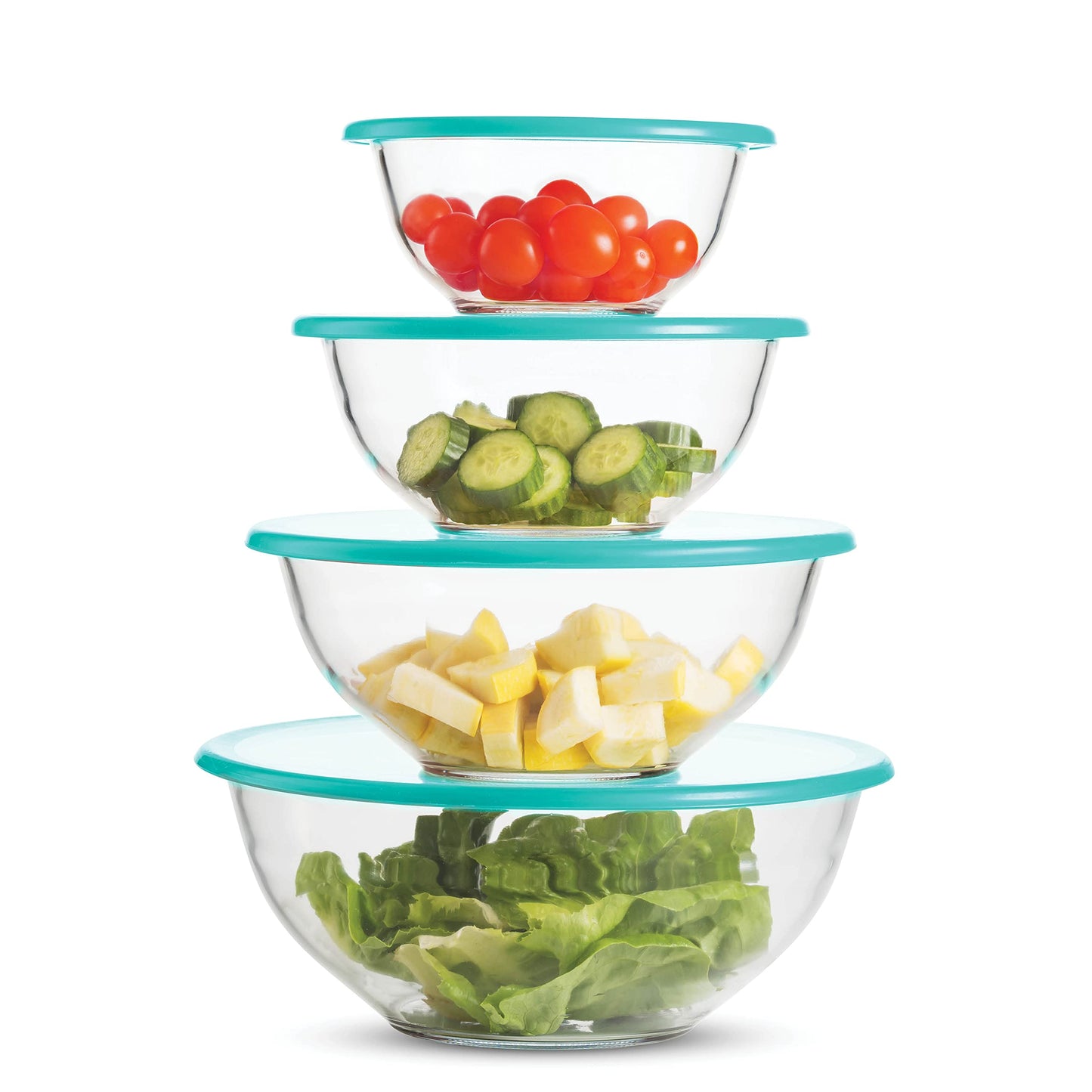 Glass Mixing Bowls with Lids - 8 Piece Set