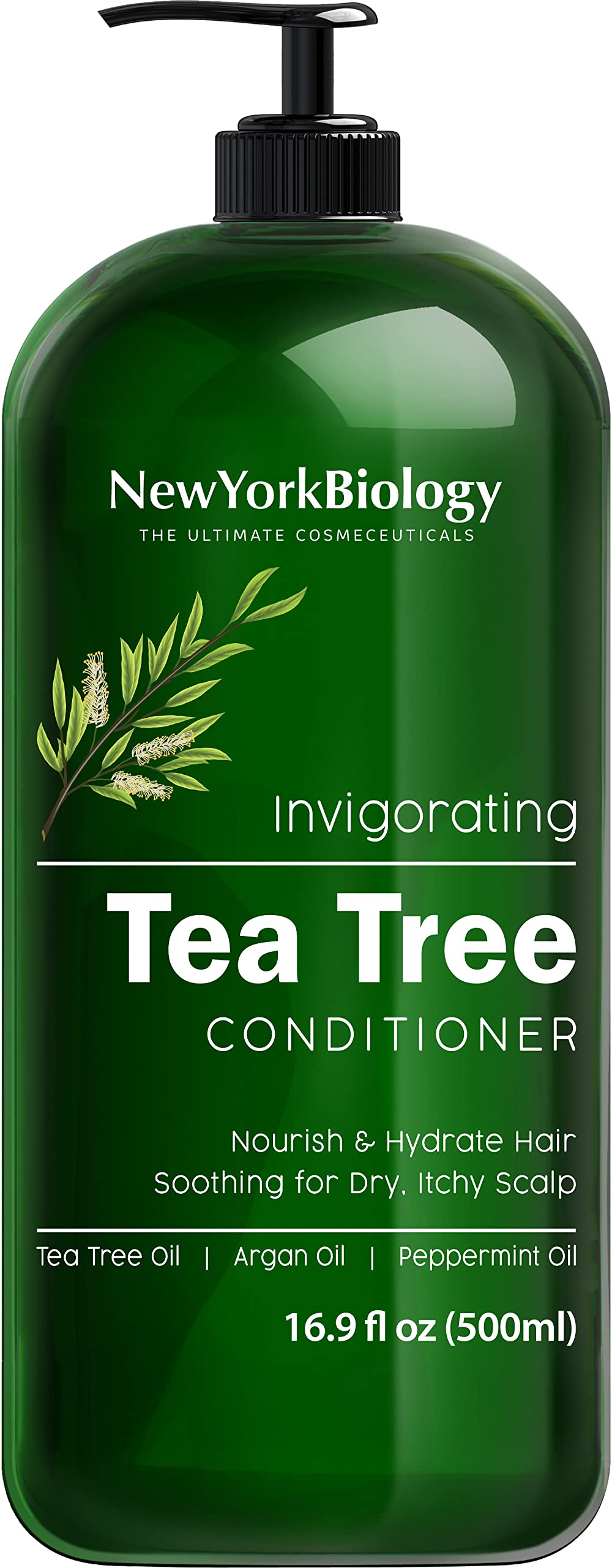New York Biology Tea Tree Conditioner – Deep Cleanser – Relief for Dandruff and Dry Itchy Scalp – Therapeutic Grade - Helps Promote Hair Growth – 16.9 fl Oz