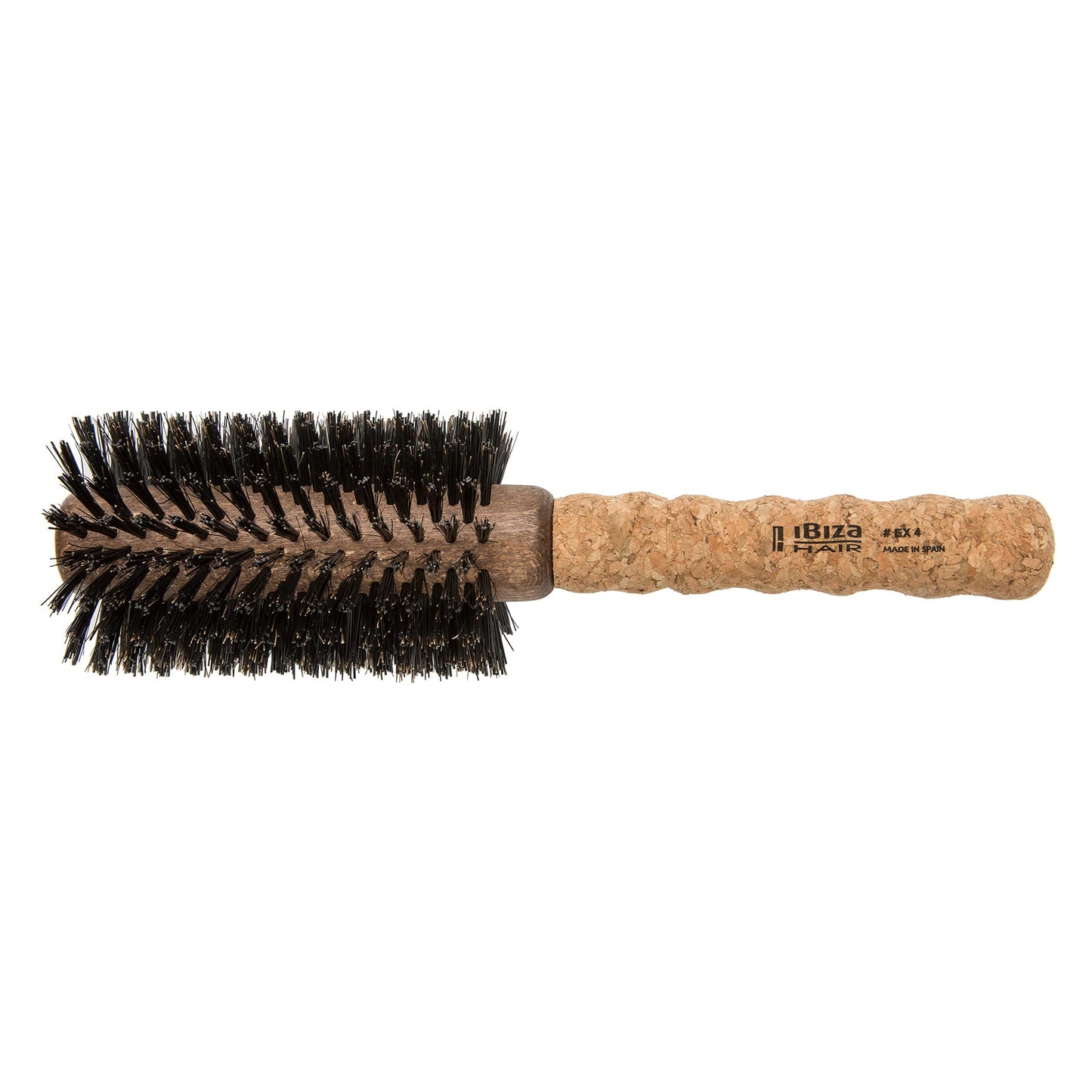 Ibiza Hair Professional Round Boar Hair Brush (EX4,65mm), Lightweight with Reinforced Bristles & Cork Handle, For Crown of the Head Volume, Add Texture & Shine for Medium to Long Hair