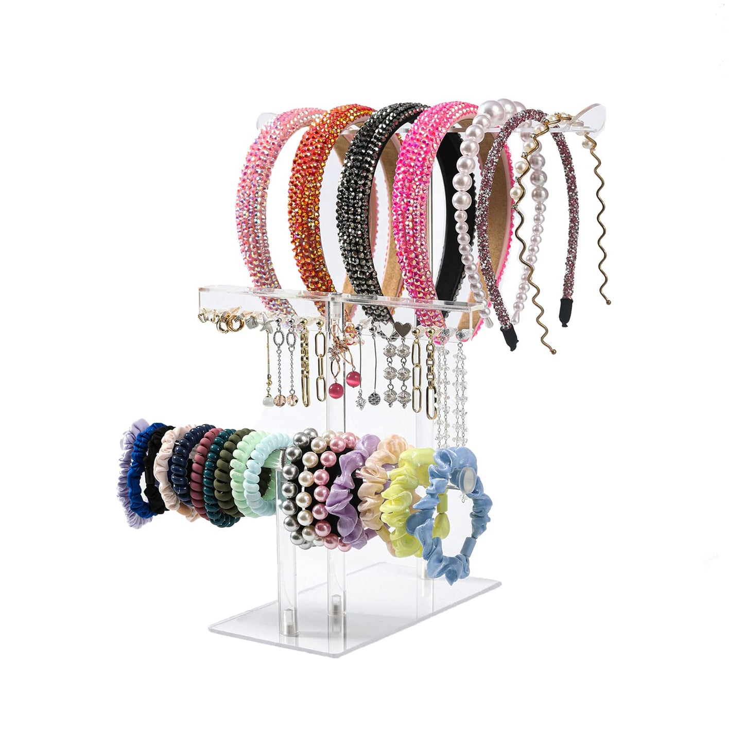 LOVNFC Headband Holder, Headband Organizer Acrylic Clear Hairband Hair Hoop earrings Display Stand for Girls Women