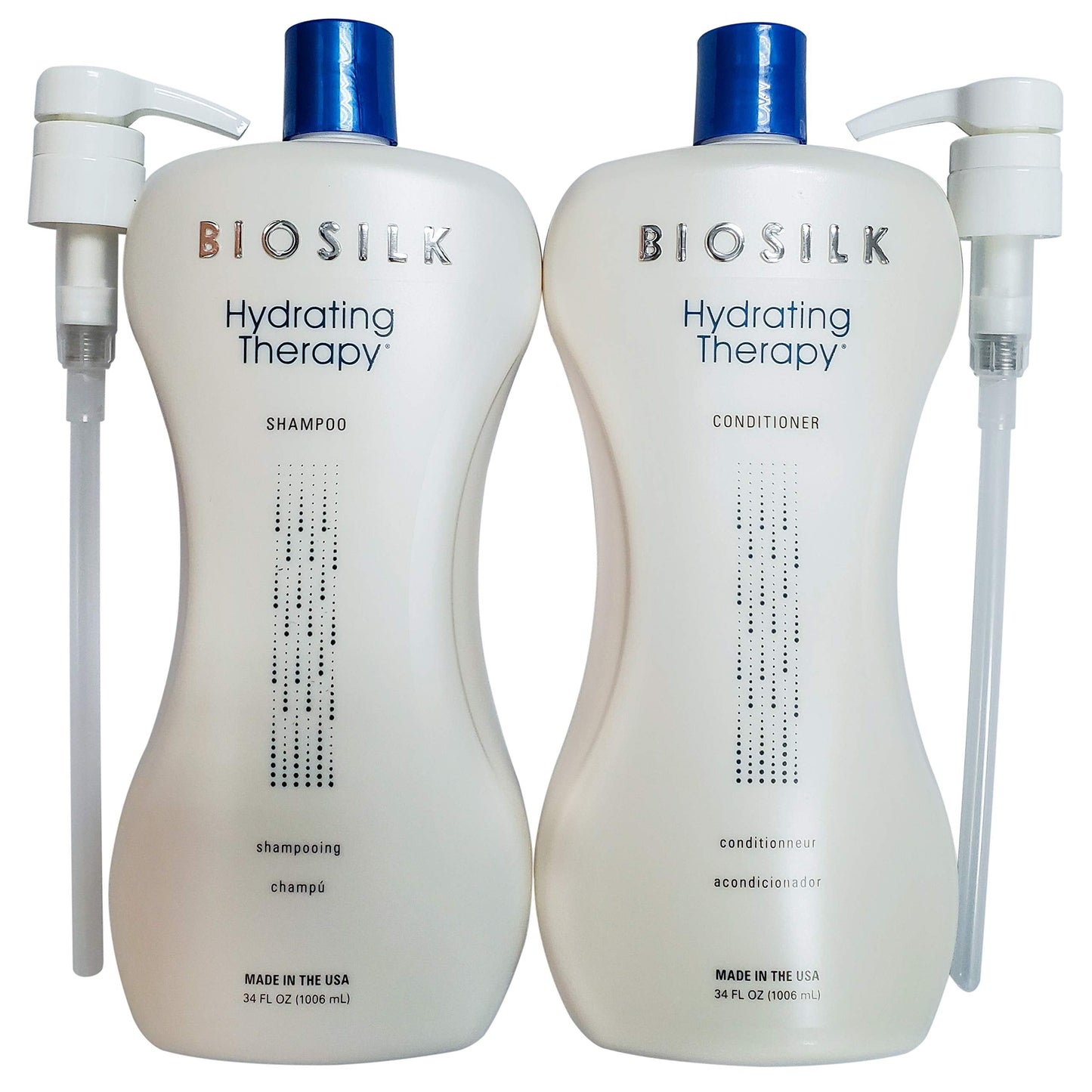 Biosilk Hydrating Therapy Shampoo and Conditioner 34oz with Two Pumps Bundle