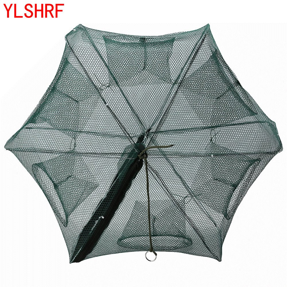YLSHRF 6/12 Portable Folded Fishing Net Fish Shrimp Minnow Crayfish Crab Baits Cast Mesh Trap Automatic