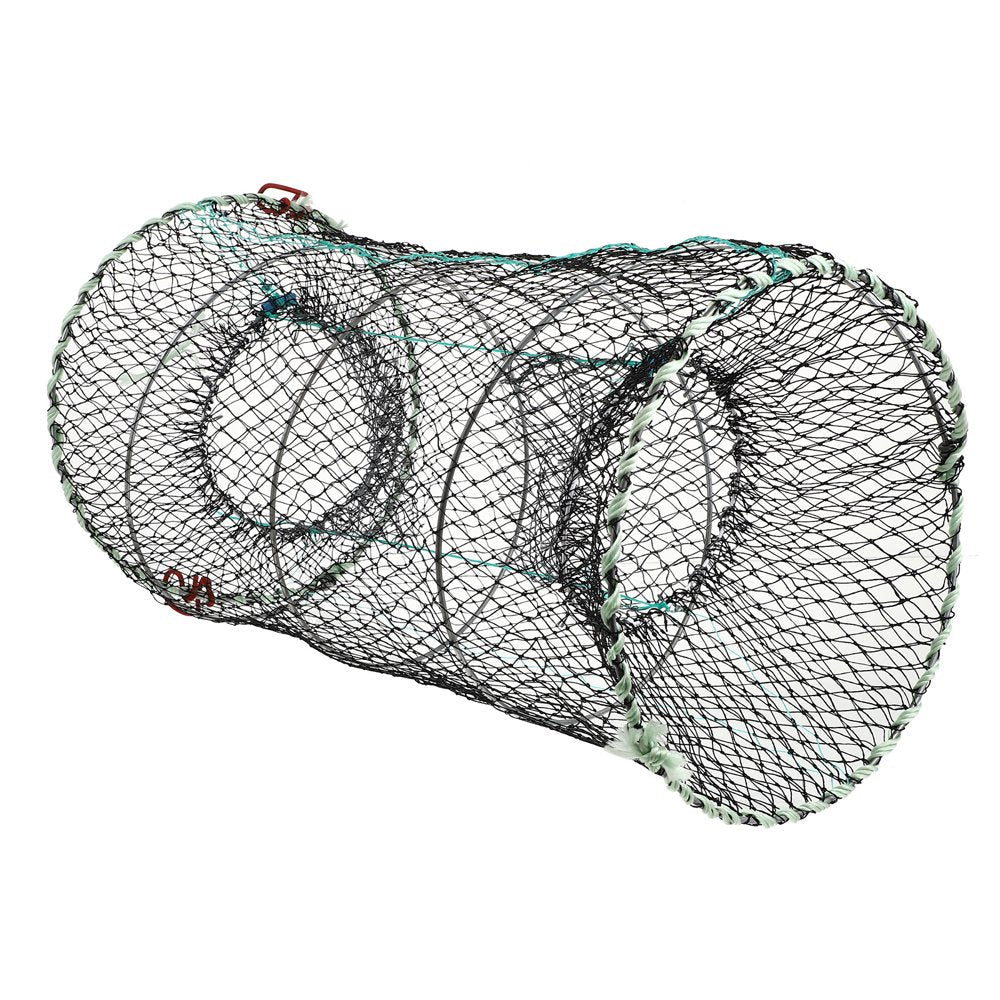 1PC Foldable Bait Cast Mesh Trap Net Portable Fishing Landing Net Shrimp Cage for Fish Lobster Prawn Crayfish Crab (Small Size, Black)