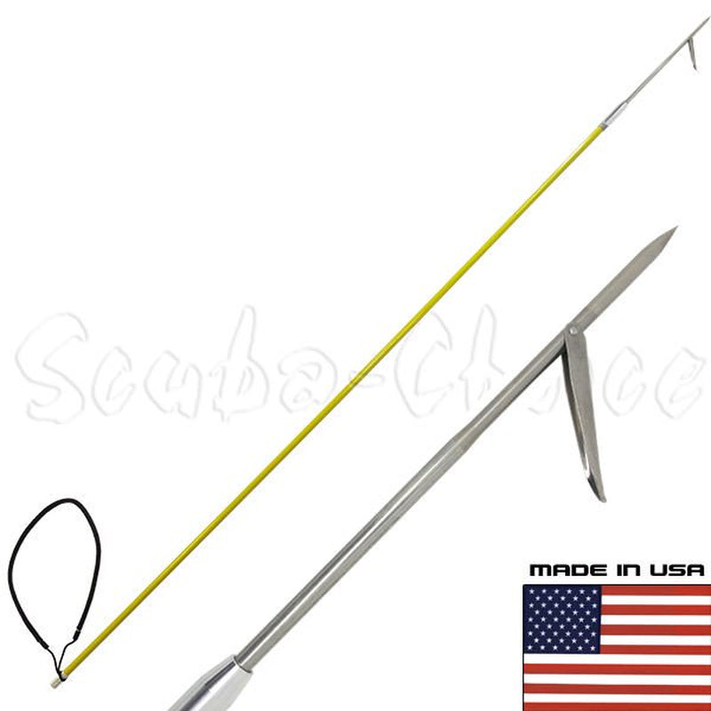 "6' One Piece Spearfishing Fiber Glass Pole Spear W/ 1 Prong Single Barb Tip"