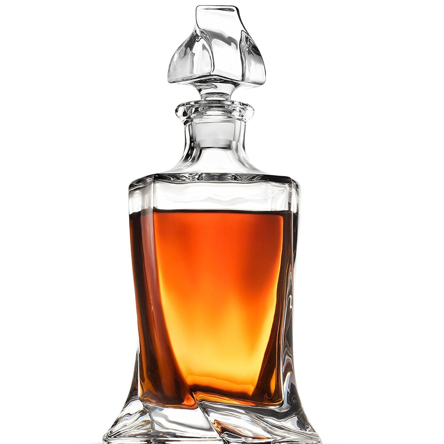 European Style Glass Whiskey Decanter & Liquor Decanter with Glass Stopper - 28 Oz.