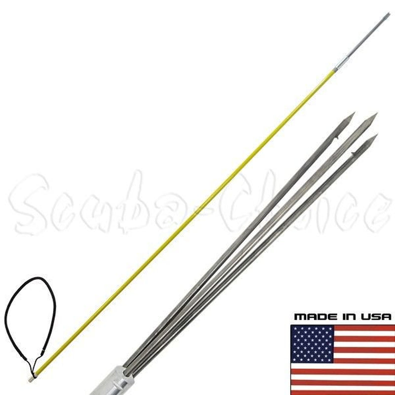 7' Ft One Piece Spearfishing Fiber Glass Pole Spear W/ 3 Prong SS Paralyzer Tip