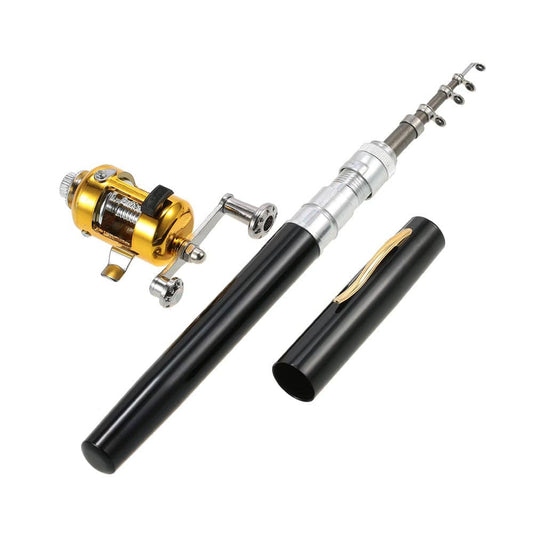 "Fishing Rod Reel Combo Kit Set Mini Telescopic Portable Pocket Pen Fishing Rod Pole + Reel Aluminum Alloy Fishing Accessories"