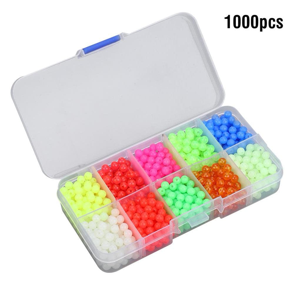LHCER Luminous Fishing Beads, Fishing Bead,1000Pcs/Box Plastic round Beads Fishing Tackle Lures Tools Accessory for Outdoor Fishing