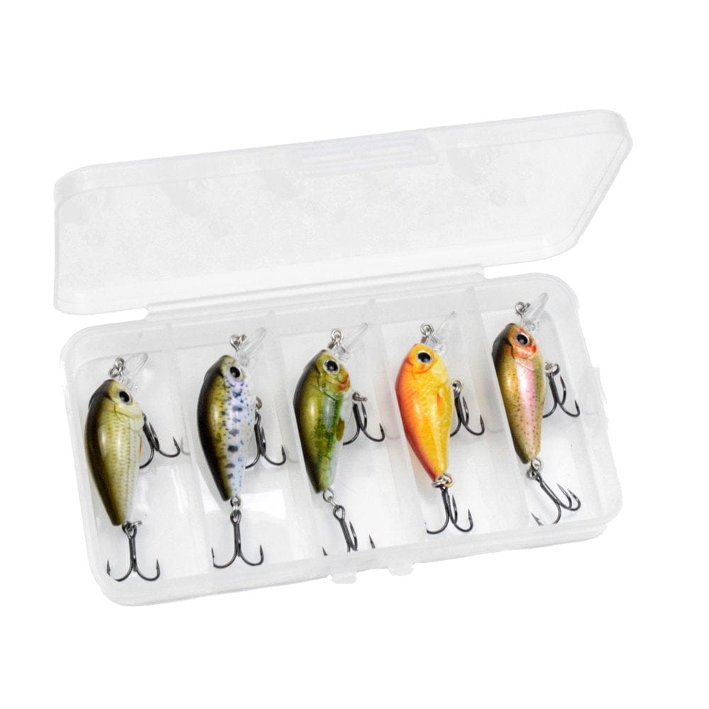 LIXADA 5Pcs Fishing Lures Set Hard Body Lures with Treble Hook Life-Like Swimbait Fishing Bait 3D Eyes Artificial Baits Crankbait with Tackle Box
