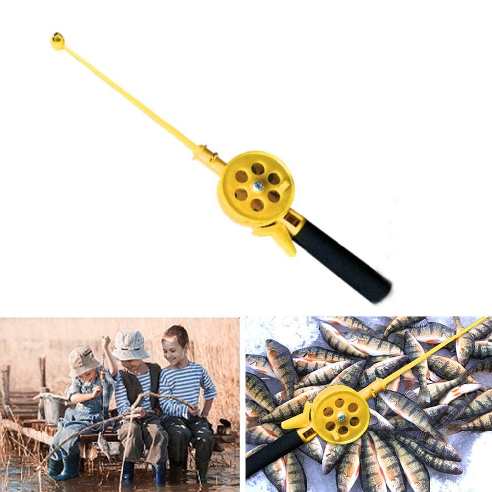 Opolski Outdoor Kids Portable Ice Fishing Rod Plastic Pole with Reels Wheel Accessory