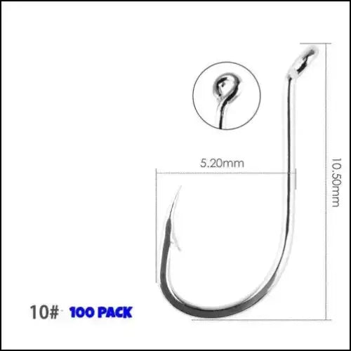 Ringed Long Shank Stainless Steel Fishing Hooks 1-10# - 100 Pack