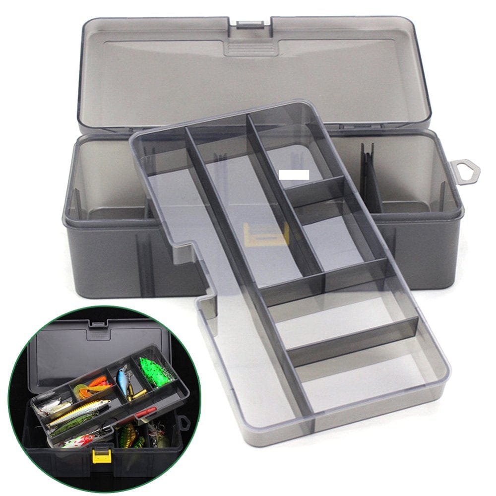Walbest Plastic Double Layer Fishing Lure Tackle Box, Waterproof Fishing Tackle Lures Hook Bait Box Translucent Storage Case (Lure Tackle Not Included)