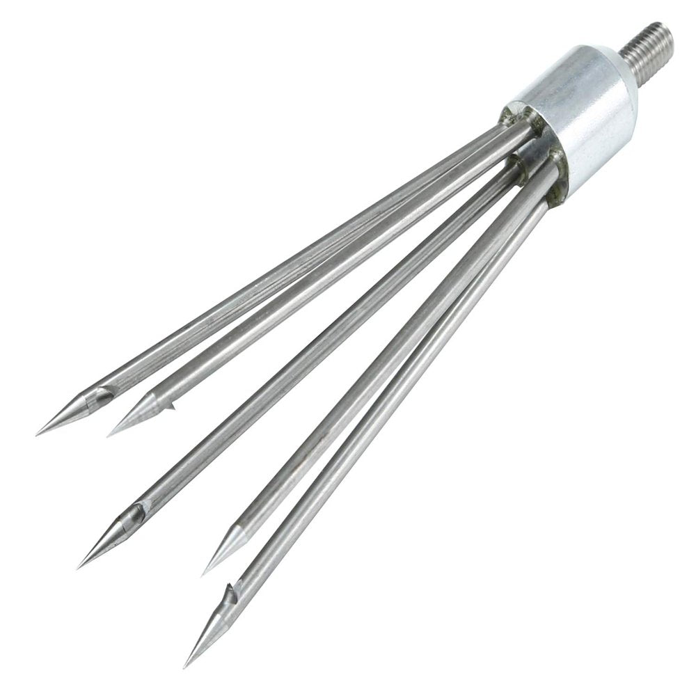 Ledytech Fishing 5 Prong Harpoon Hard Stainless Steel Barbed Diving Spear Gig with 8Mm Thread
