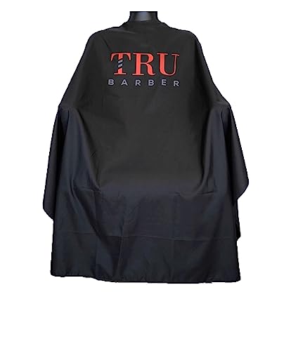 TRU BARBER Silicone neck cape, Professional Cape with Snap Closure Hair Salon Cutting Cape, Barber Cape, Barbershop cape, 50" x 58” (Blak/Red)