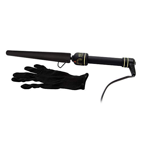 HOT TOOLS Professional Black Gold XL Tapered Curling Wand for Long Lasting Curls or Waves, 1 1/4 Inches