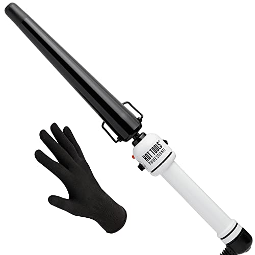 HOT TOOLS Professional Nano Ceramic Extra Long Tapered Curling Iron for Shiny Curls, 3/4 to 1 1/4 Inches