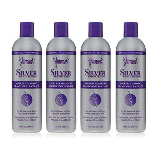 jhirmack Silver Brightening Purple Shampoo Set of 4 for all types of silver, grey, and blonde hair