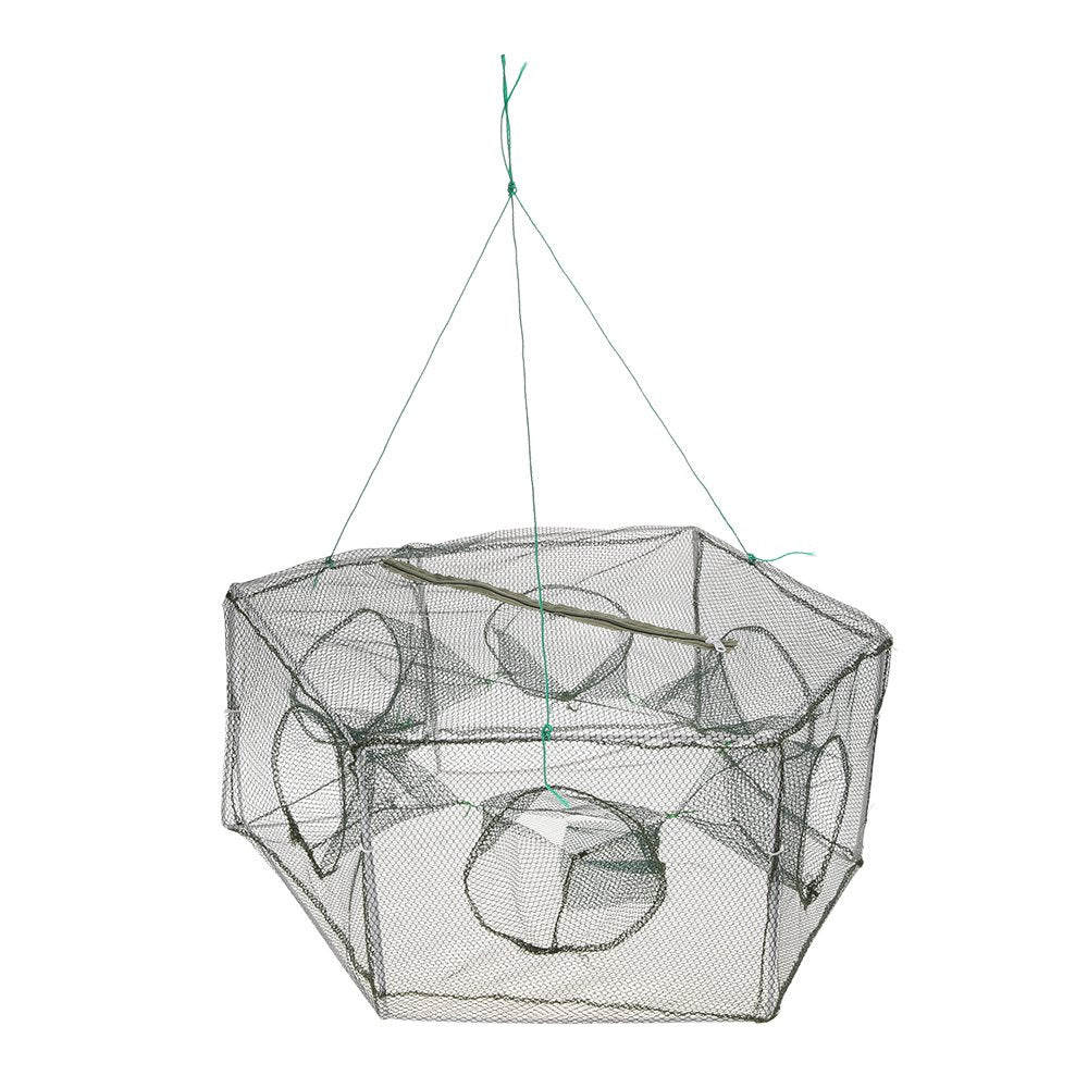 Foldable Fishing Net Hexagon 6 Hole Fishing Net Shrimp Cage Trap Minnow Crab Baits Mesh Trap Net