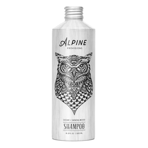 Alpine Provisions Cedar & Sandalwood Shampoo - Naturally Repair, Cleanse, and Hydrate with Essential Oils, Jojoba, Aloe Vera - Vegan, Sulfate & Plastic Free - Plant-Based Hair Care 16.9 FL Oz