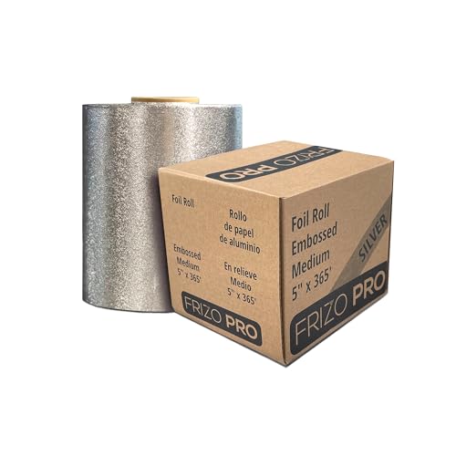 Frizo Pro - Embossed Hair Foils for Highlighting, Aluminium Foil Rolls, Quality Foil Aluminum Roll for Coloring Hair, Cut Foil Sheets To Your Own Desired Length (365 ft max), Medium-Silver, 1 Pack