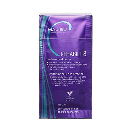 Malibu C REHABILIT8 Smoothing Protein Conditioner (6 Packets) - Replenishes Hair Protein & Amino Acids to Prevent Breakage - Hydrating Conditioner for Damaged Hair