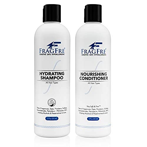 FRAGFRE Shampoo and Conditioner 12 oz/ea (2-Pack Gift Set) - Sulfate Free Shampoo and Conditioner - Gluten Free Vegan Shampoo Conditioner - Color Safe Hypoallergenic Parabens Free - Fragrance Free