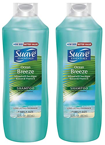 Suave Essentials Shampoo - Ocean Breeze - Family Size - Net Wt. 30 FL OZ (887 mL) Per Bottle - Pack of 2 Bottles