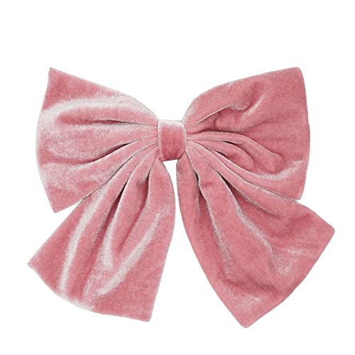 Spenlly 6.5 Inch Large Velvet Hair Bows Clip Big Hair Bow Alligator Clip Hair Barrettes Hair Accessories for Women Girls Kids Teens (Pink)