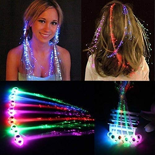 30 Pack LED Lights Hair Light-Up Fiber Optic LED Hair Barrettes Extensions Light Flashing Fiber Optic Hair Braid Barrettes Hair Clips for 4th of July Party Favors Festival Party Bar Concert