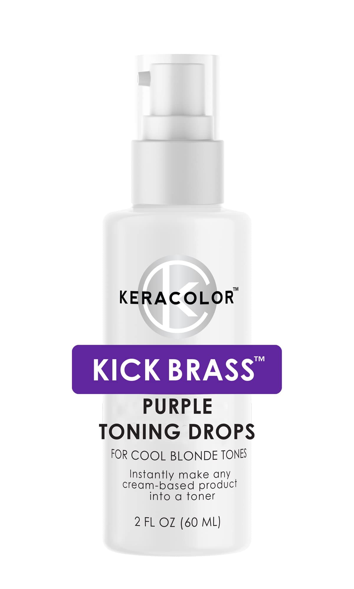 Keracolor Purple Toning Drops Concentrate To Create Your Own Purple Shampoo For Blonde Hair - Mix w/Any Shampoo, Conditioner, Or Cream Styler, Violet, (Purple) 2 Fl. Oz.
