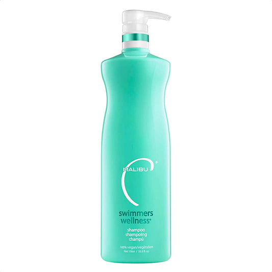 Malibu C Swimmers Wellness Shampoo (33.8 oz) - Protects Hair Against Chlorine Damage & Combats Brittle Hair - Swimmers Shampoo for Removing Pool Elements from Hair