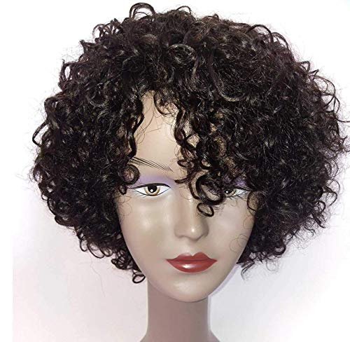 Brazilian Kinky Curly 10 Inch Human Hair Wigs for Black Women - Wear and Go Glueless Short Wig with Natural Color - 100% Human Hair