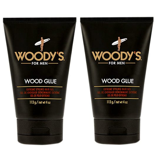Woody's Wood Glue Extreme Styling Gel for Men, Intense Long-lasting Hold with No Flaking, Quick-drying, Retains Moisture, Suitable for All Hair Types and Hair Styles, 4 oz - 2 pack