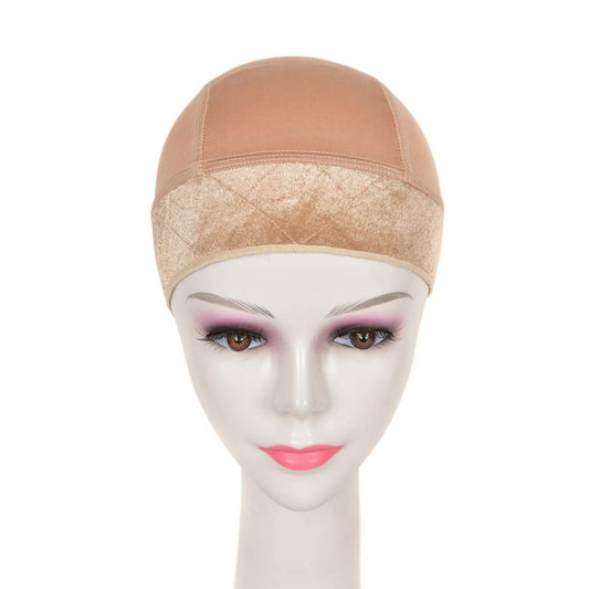 Lenaqueen Wig Grip Cap 2-in-1 Adjustable Comfortable Velvet Wigs Cap for Lace Frontals and Wigs,Silk ice Wig Cap (Light Brown)