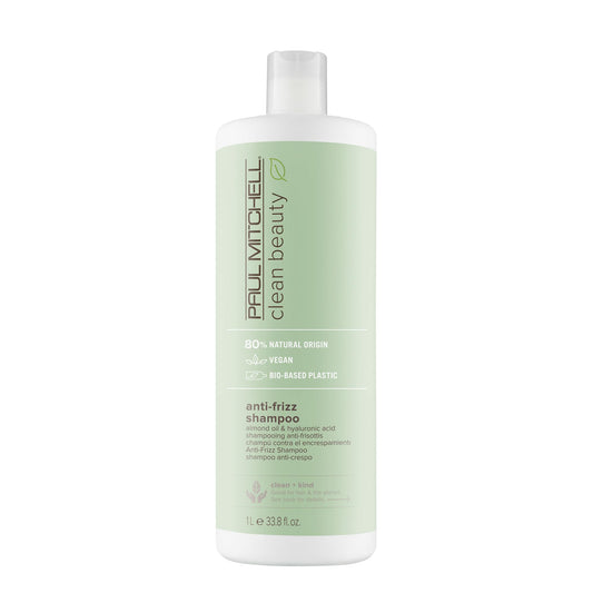 Paul Mitchell Clean Beauty Anti-Frizz Shampoo, Smoothes Hair, Calms Frizz, For Textured, Frizz-Prone Hair, 33.8 fl. oz.
