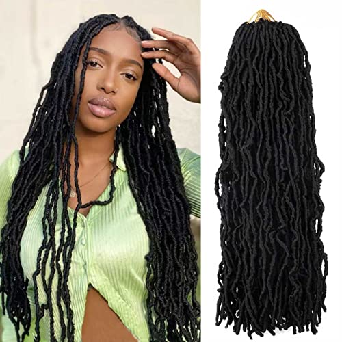 7 Packs 24 Inch Soft Locs Crochet Hair Pre Looped Curly Wavy Faux Locs Crochet Braids for Natural Butterfly Crochet Hair for Black Women (24 inch(pack of 7), 1B)