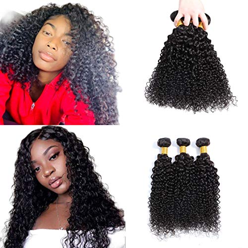 Selina 3 Bundles 12 14 16 Inch Kinky Curly Bundles Human Hair Bundles Unprocessed Remy Hair Extensions Brazilian Virgin Human Hair (12 14 16 Inch, Curly)