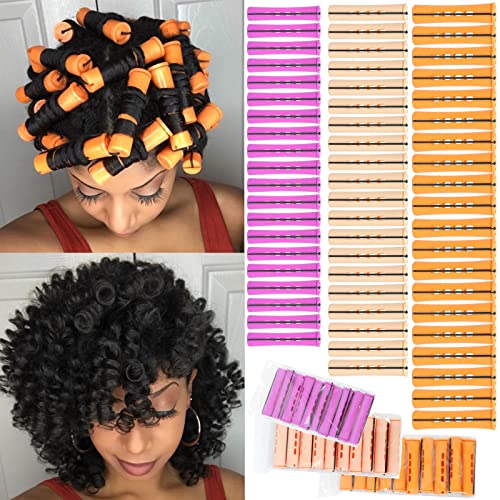 60 Pieces Hair Perm Rods Set for Natural Hair 3 Sizes Plastic Cold Wave Rods Non-Slip Hair Rollers for Women Heatless Perming Rods Hair Curlers for Long Medium Short Hair curly Rods Styling Hairdressing Tools